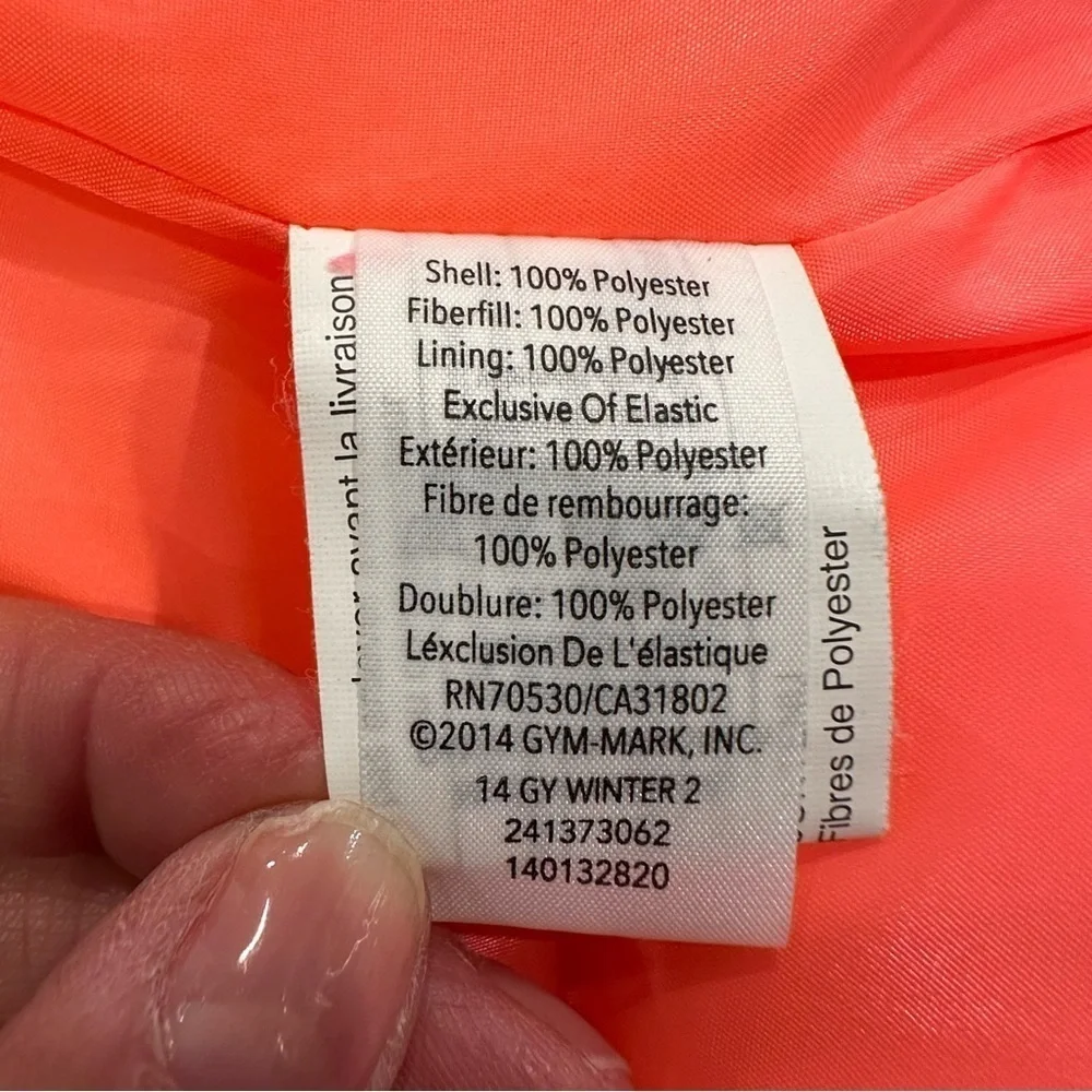 Vintage Gymboree Girls Kids Neon Orange  Ruched Puffer Vest M 7-8 Full Zip 90’s